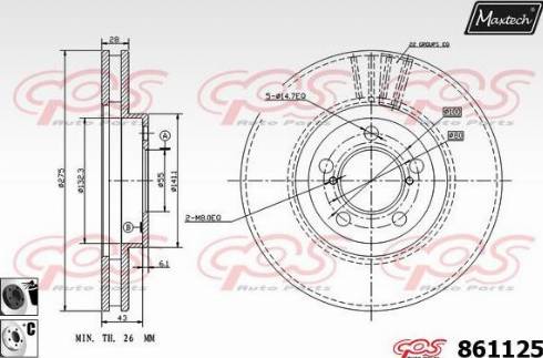 Maxtech 861125.6060 - Гальмівний диск autocars.com.ua