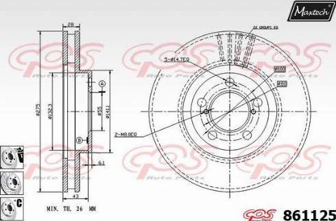 Maxtech 861125.6880 - Гальмівний диск autocars.com.ua