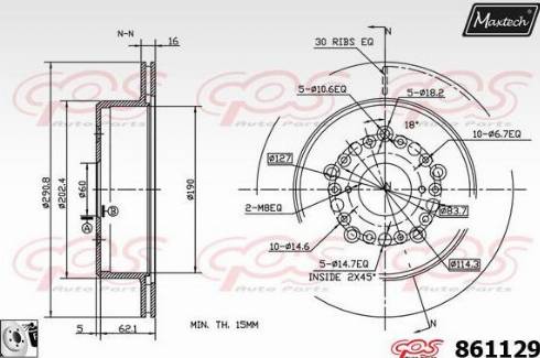 Maxtech 861129.0080 - Гальмівний диск autocars.com.ua