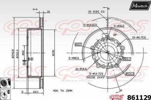 Maxtech 861129.6060 - Гальмівний диск autocars.com.ua