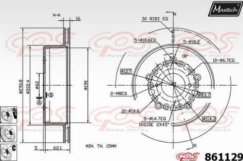 Maxtech 861129.6880 - Гальмівний диск autocars.com.ua