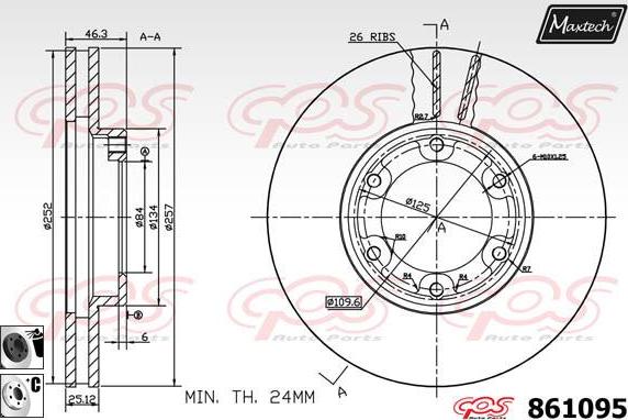 Maxtech 861129 - Гальмівний диск autocars.com.ua