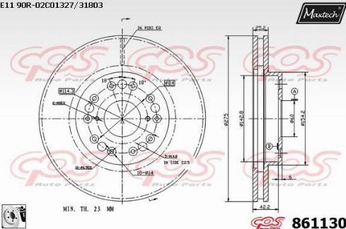 Maxtech 861130.0080 - Гальмівний диск autocars.com.ua