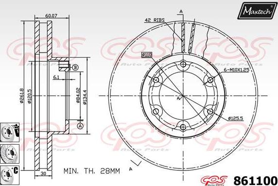 Maxtech 861181 - Гальмівний диск autocars.com.ua