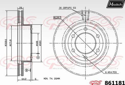 Maxtech 861181.0000 - Гальмівний диск autocars.com.ua