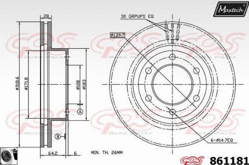 Maxtech 861181.0060 - Гальмівний диск autocars.com.ua