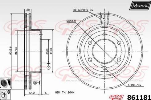 Maxtech 861181.6060 - Гальмівний диск autocars.com.ua