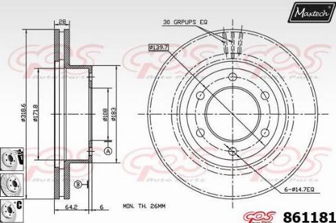 Maxtech 861181.6980 - Гальмівний диск autocars.com.ua