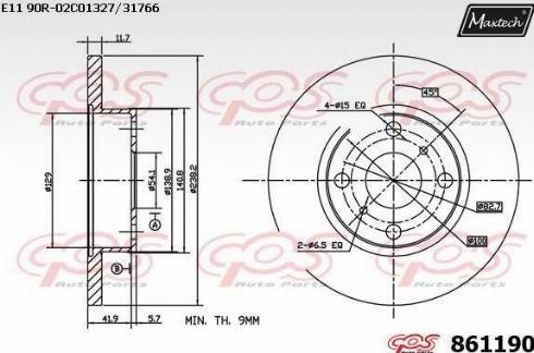 Maxtech 861190.0000 - Гальмівний диск autocars.com.ua