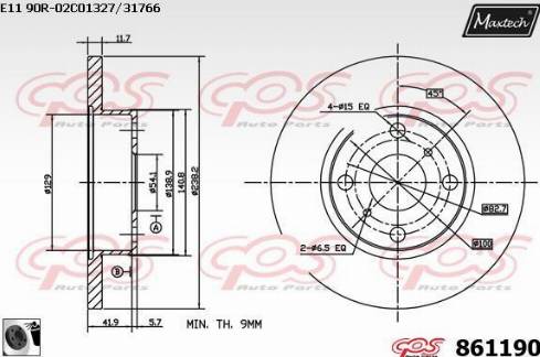 Maxtech 861190.0060 - Гальмівний диск autocars.com.ua