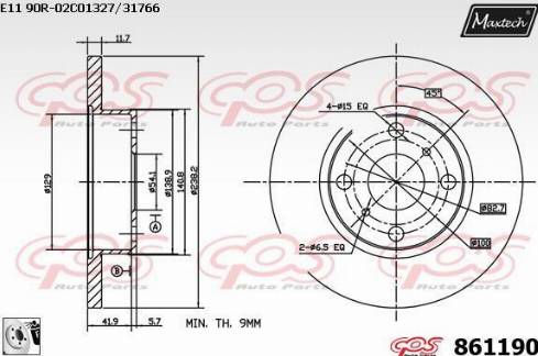 Maxtech 861190.0080 - Гальмівний диск autocars.com.ua