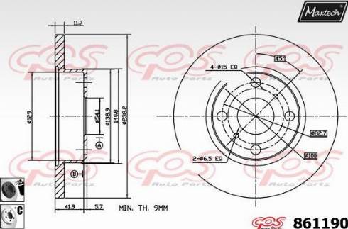 Maxtech 861190.6060 - Гальмівний диск autocars.com.ua