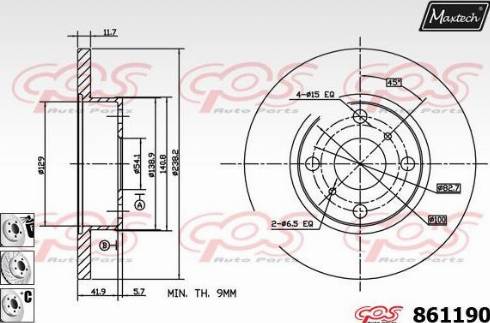 Maxtech 861190.6880 - Гальмівний диск autocars.com.ua