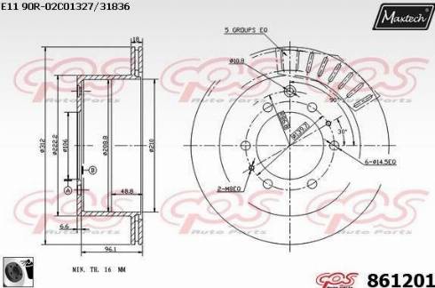 Maxtech 861201.0060 - Гальмівний диск autocars.com.ua