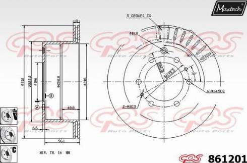 Maxtech 861201.6880 - Гальмівний диск autocars.com.ua