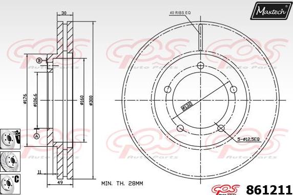 Maxtech 861201 - Гальмівний диск autocars.com.ua