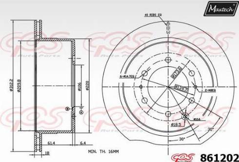 Maxtech 861202.0000 - Гальмівний диск autocars.com.ua