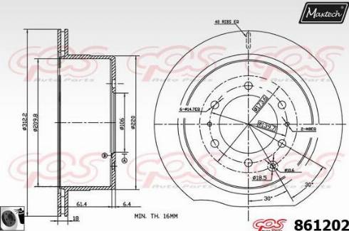 Maxtech 861202.0060 - Гальмівний диск autocars.com.ua