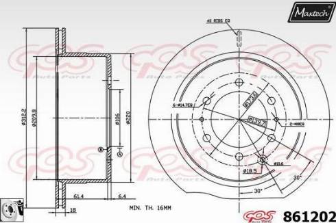 Maxtech 861202.0080 - Гальмівний диск autocars.com.ua