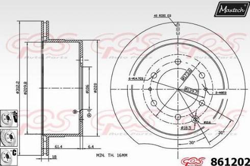 Maxtech 861202.6880 - Гальмівний диск autocars.com.ua