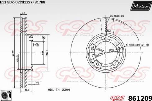 Maxtech 861209.0060 - Гальмівний диск autocars.com.ua