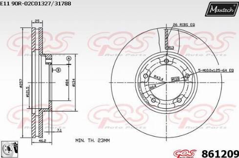 Maxtech 861209.0080 - Гальмівний диск autocars.com.ua