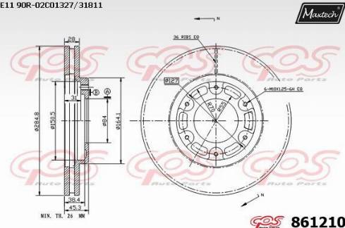 Maxtech 861210.0000 - Гальмівний диск autocars.com.ua