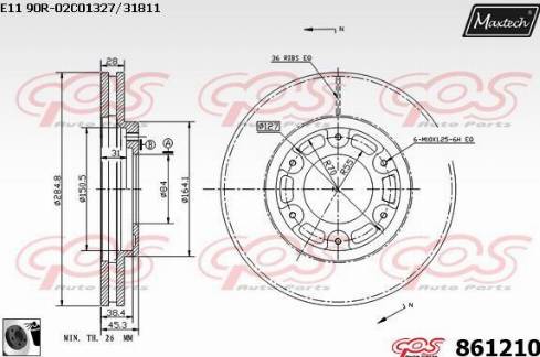 Maxtech 861210.0060 - Гальмівний диск autocars.com.ua