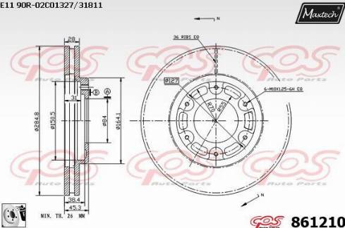 Maxtech 861210.0080 - Гальмівний диск autocars.com.ua