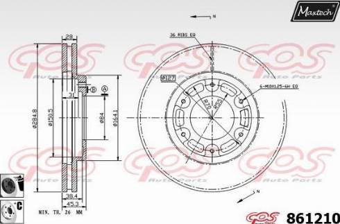 Maxtech 861210.6060 - Гальмівний диск autocars.com.ua