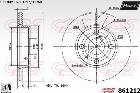 Maxtech 861212.0080 - Гальмівний диск autocars.com.ua