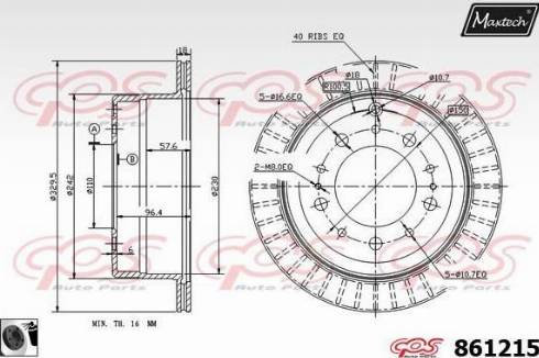 Maxtech 861215.0060 - Гальмівний диск autocars.com.ua