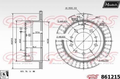 Maxtech 861215.0080 - Гальмівний диск autocars.com.ua