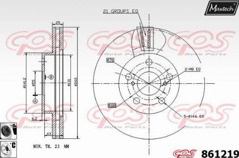 Maxtech 861219.6060 - Гальмівний диск autocars.com.ua