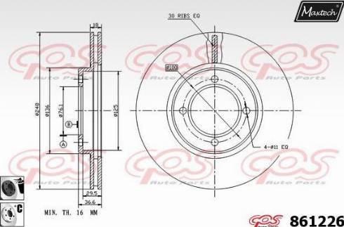 Maxtech 861226.6060 - Гальмівний диск autocars.com.ua