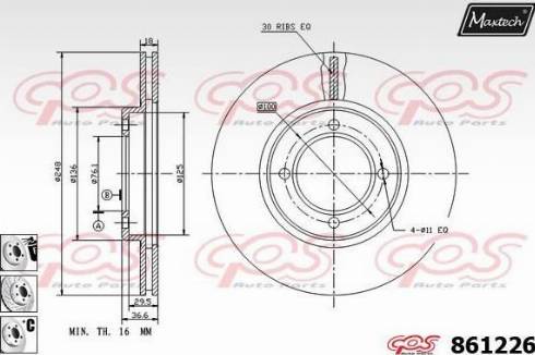 Maxtech 861226.6880 - Гальмівний диск autocars.com.ua