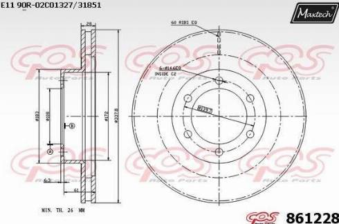 Maxtech 861228.0000 - Гальмівний диск autocars.com.ua