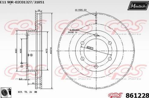 Maxtech 861228.0060 - Гальмівний диск autocars.com.ua