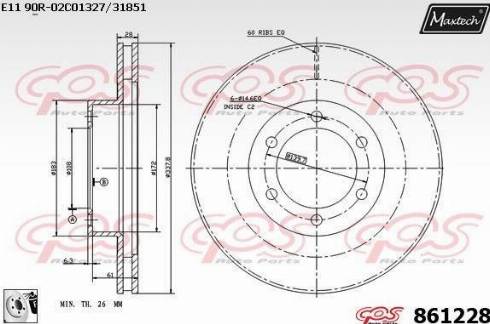 Maxtech 861228.0080 - Гальмівний диск autocars.com.ua