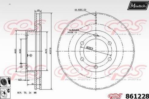 Maxtech 861228.6060 - Гальмівний диск autocars.com.ua