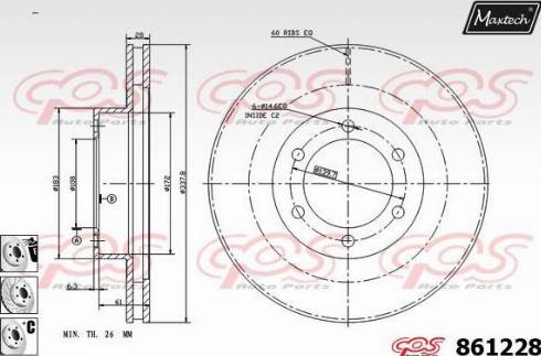 Maxtech 861228.6980 - Гальмівний диск autocars.com.ua