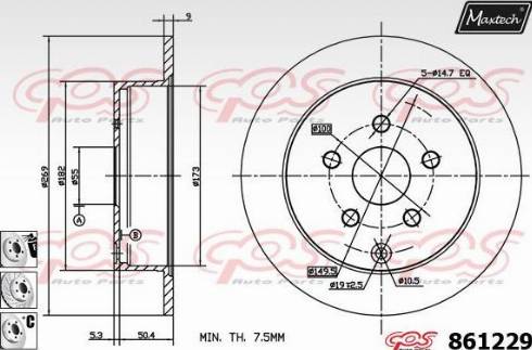 Maxtech 861229.6980 - Гальмівний диск autocars.com.ua