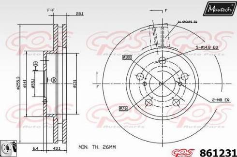 Maxtech 861231.0080 - Гальмівний диск autocars.com.ua