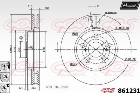 Maxtech 861231.6980 - Гальмівний диск autocars.com.ua