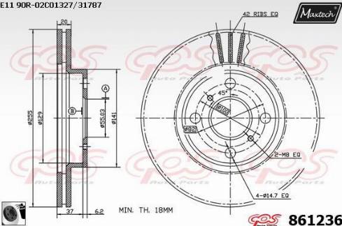 Maxtech 861236.0060 - Гальмівний диск autocars.com.ua