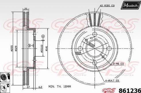 Maxtech 861236.6060 - Гальмівний диск autocars.com.ua