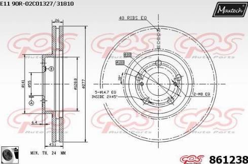 Maxtech 861238.0060 - Гальмівний диск autocars.com.ua