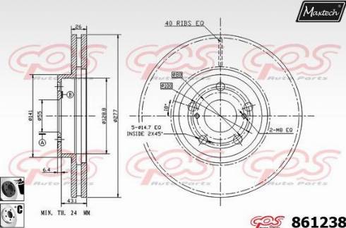 Maxtech 861238.6060 - Гальмівний диск autocars.com.ua