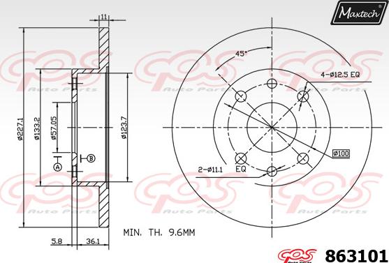 Maxtech 861238 - Гальмівний диск autocars.com.ua