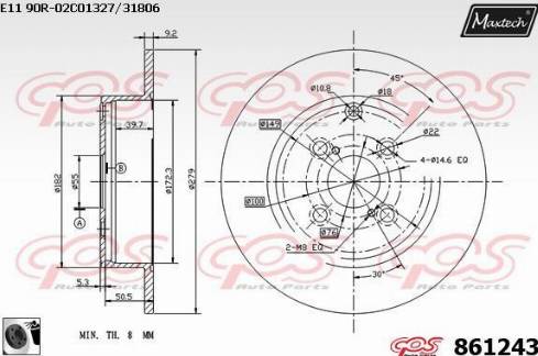 Maxtech 861243.0060 - Гальмівний диск autocars.com.ua